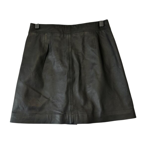 All Saints Womens Lamb Leather Button Up A-Line Mini Skirt Size US 6 Black - Picture 2 of 10